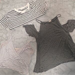 🕶️Ooh La La Stripes 3 Pc Bundle XS (1), S (2) 100% Cotton & Rayon Spandex Soft🎬